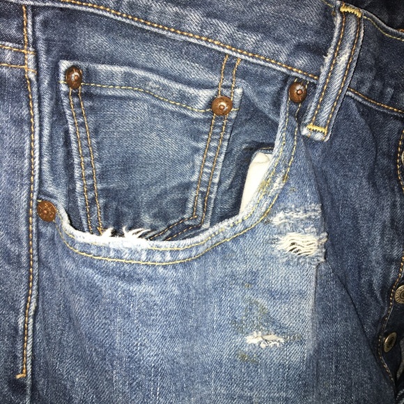 Levi’s 501 CT Handmade Distressed DarkWash Jeans Sz: 32 - Picture 4 of 10